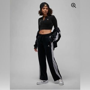 Nike Air Jordan Flight Womens Velour Pants Black Gray Size 3XL NEW